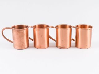 Set of 4 Tito ' s Handmade Vodka Moscow Mule Copper Mugs 4