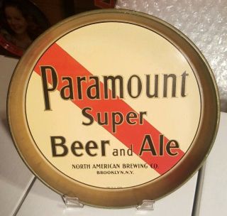 (rare) Paramount Beer Tray 12 " 1930 North American Brewing Co Brooklyn,  Ny