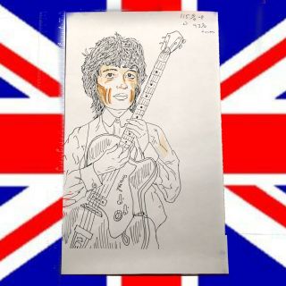 The Who’s John Entwistle Drawing Of Bill Wyman For Color Test & Notes W/jef
