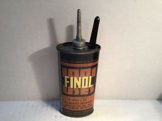 Vintage Finol Oil Can Handy Oiler Lead 4 Oz Rare Household Tin Oilzum Sinclair 3