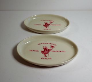 Le Gentilhomme Hotel Richemond Geneve dish Porcelain Oval Soap Trinket Dish Pair 2