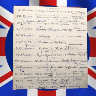 The Who’s 1969 Us Tour Dates,  Notes & Finances Handwritten By John Entwistle