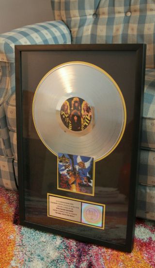 Stryper To Hell With The Devil Riaa Platinum Record Award (from Thwtd 30 Tour)