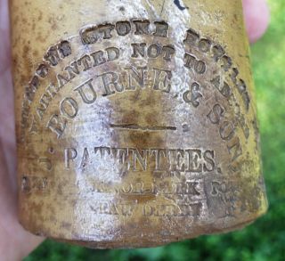 1850 Stoneware Salt Glazed Ink Bottle Bourne & Son Denby Derby Early Stamp Crude