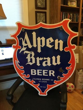 Large Alpen Beer Double Sided Porcelain Sign