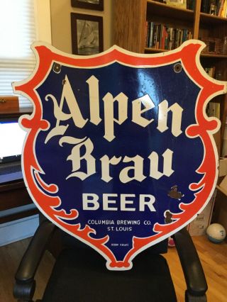 Large Alpen Beer Double Sided Porcelain Sign 2