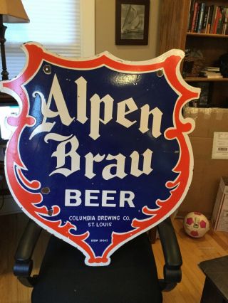 Large Alpen Beer Double Sided Porcelain Sign 5