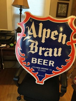 Large Alpen Beer Double Sided Porcelain Sign 8