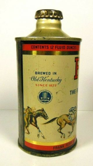 FEHR ' S CONETOP BEER CAN - J SPOUT - RUNNING HORSES - IRTP - LOUISVILLE,  KY 2
