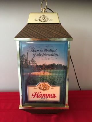 HAMM ' S BEER FOUR SIDED ROTATING MOTION HANGING LAMP LIGHT GREAT 2