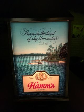 HAMM ' S BEER FOUR SIDED ROTATING MOTION HANGING LAMP LIGHT GREAT 8