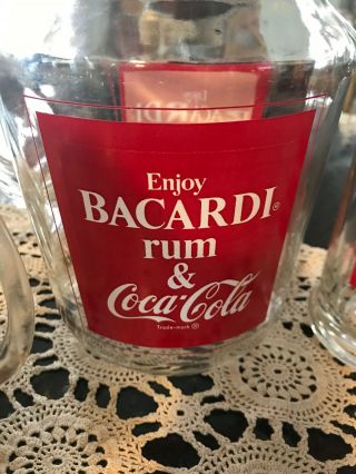 Bacardi Rum And Coca Cola Glass 1977 set of 4 Mugs with Pitcher vintage 2