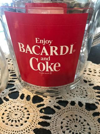 Bacardi Rum And Coca Cola Glass 1977 set of 4 Mugs with Pitcher vintage 6
