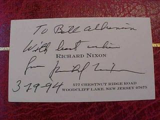President Richard Nixon Autograph On His Personal Calling Card