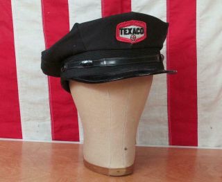 Vintage Texaco Gas Service Station Attendant Cap Black Uniform Hat Gasoline Sz.  M