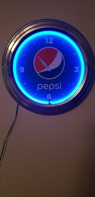 Vintage Retro Style Pepsi Cola Neon Light Wall Clock,