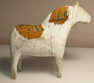 Antique Swedish Dala Horse.  Folk Art Carved Sweden Hand Painted.  R A R E