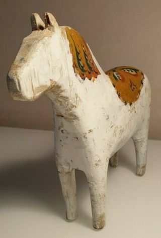 Antique Swedish Dala Horse.  Folk Art Carved Sweden Hand Painted.  R A R E 3