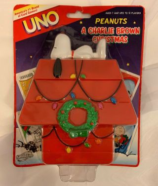 Uno Card Game Peanuts A Charlie Brown Christmas Snoopy Dog House 2007