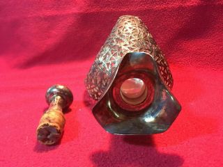 Vintage Japanese Silver overlay Decanter bamboo style 8