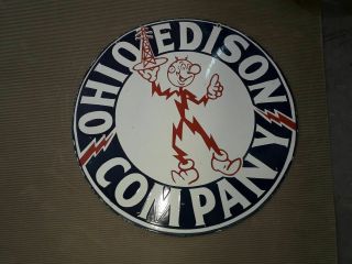 Porcelain Ohio Edison Company Enamel Sign Size 30 