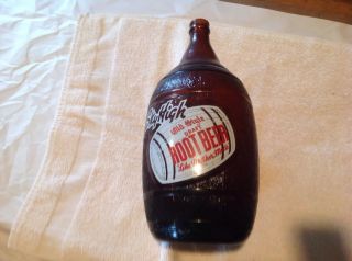Sky High Root Beer Amber Glass 64 Oz.  Barrel Shaped Bottle,  Milwaukee