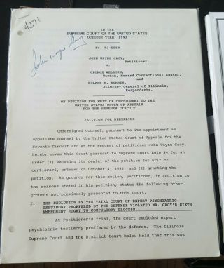 John Wayne Gacy Signed 14 Page Supreme Court Filing Serial Killer Auto W/