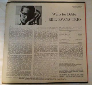 1st FIRST PRESS BILL EVANS TRIO Waltz for Debby LP Vinyl JAZZ VG 1961 (RLP 399) 2