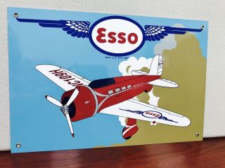Esso Exxon Aviation Oil Gasoline Racing Gas Vintage Style Sign 18x12