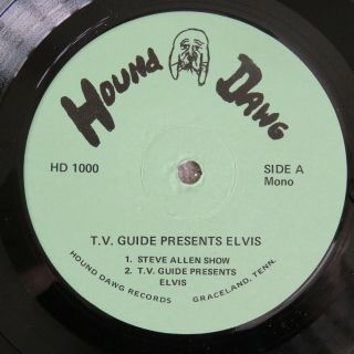 ' TV GUIDE - PRESENTS ELVIS ' bootleg Vinyl Interview LP.  Hound Dawg Records. 4