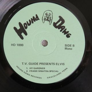 ' TV GUIDE - PRESENTS ELVIS ' bootleg Vinyl Interview LP.  Hound Dawg Records. 5