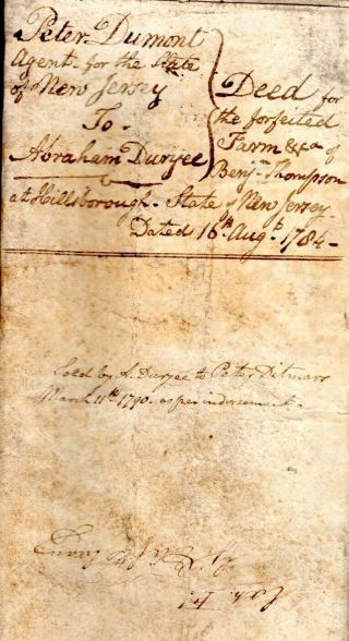 1784,  Jersey,  land confiscated,  fugitives and offenders,  signed Moses Scott 10