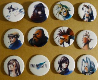 Final Fantasy 7 Game Portrait Pins / Pinbacks / Buttons Cloud Strife Tifa Barret