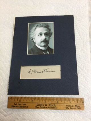 Autograph Hand Signed Signature Albert Einstein Matted With Photo