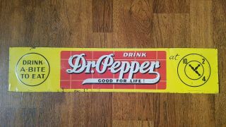 Vintage Dr Pepper Drink A Bite To Eat 10 2 4 Tin Robertson Sign1947 4 " X19 "