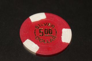 Rare Silver Dollar Saloon $5 Casino Chip Las Vegas Rated