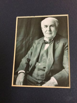 Thomas Edison Photo Portrait With Hand Signed Autograph Signature In Blue Ink 3
