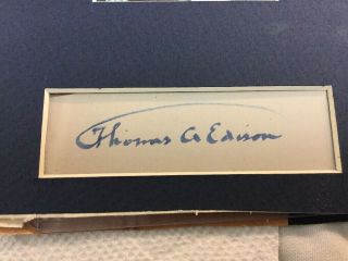 Thomas Edison Photo Portrait With Hand Signed Autograph Signature In Blue Ink 4