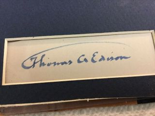 Thomas Edison Photo Portrait With Hand Signed Autograph Signature In Blue Ink 6