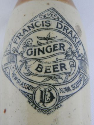 ANTIQUE GINGER BEER BOTTLE JUG STONEWARE FRANCIS DRAKE GLASGOW,  NS WITH CAP 5