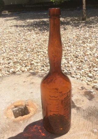 Antique Bitters Bottle Ladies Leg “reeds Bitters” Old Medicine Orange Color
