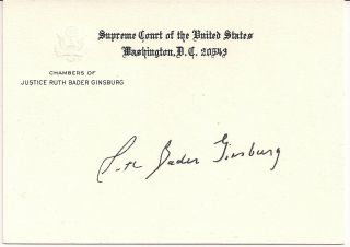 Ruth Bader Ginsburg Authentic Autographed Supreme Court Justice Chambers Card