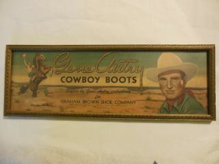 Vintage Gene Autry Cowboy Boots Box Label Print Ad Framed 17 " X 6 "