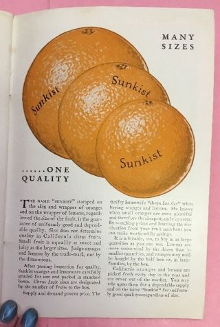 BP225 Sunkist Oranges Recipes Cookbook 1929 California Fruit Growers LA,  Ca 5