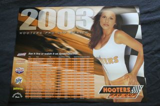 Rare 2003 Sexy Hooters Cup Girl In Uniform Miller Beer Lucas Oil Race Poster