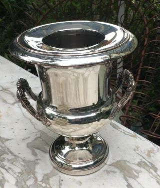 Vtg 10” Silver Plate Champagne Cooler Ice Bucket Trophy Handles Barrie Chase Col