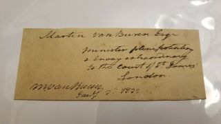 Martin Van Buren Signed Autographed Full Title As U.  S.  Minister To Britain