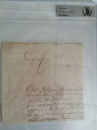 King George Ii (england) Signed 1727 Historical Cut Signature,  Beckett Certified