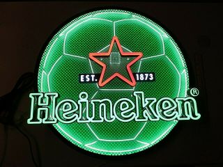 27 " Heineken Soccer Ball Led Opti Neo Neon Beer Sign Bar Light Man Cave Bar