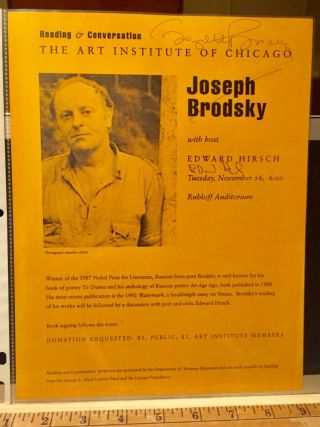 Joseph Brodsky - Signed Event Handbill - Nobel Prize Literature With Edward Hirsch